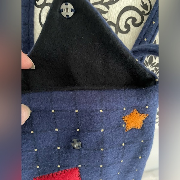 Festive cure red fleece felt snowman crossbody bag with button blue red & white - Picture 4 of 6
